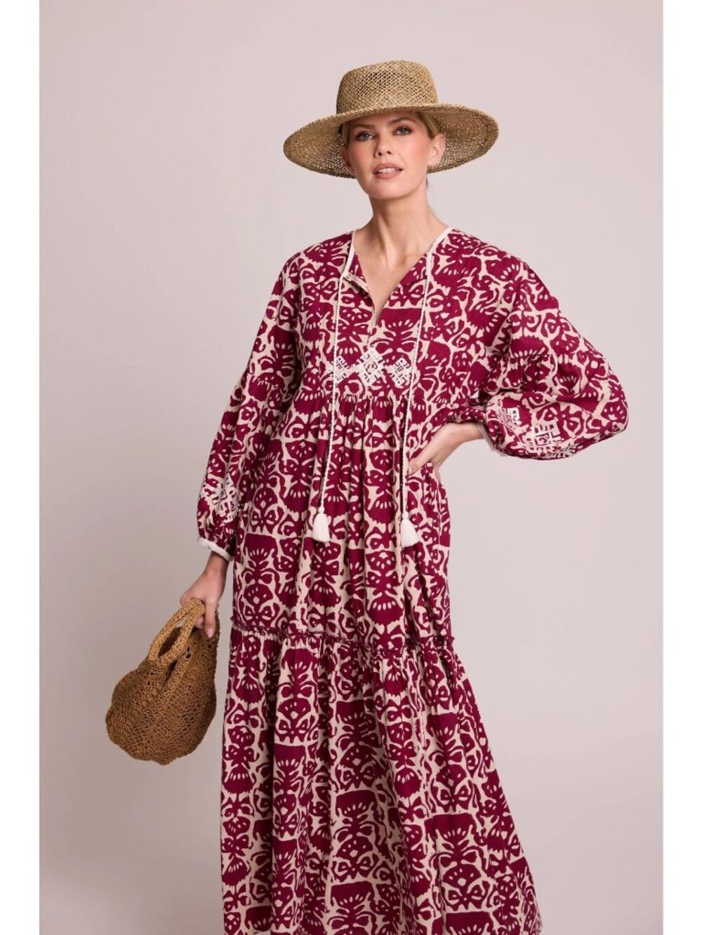 Kleed Sannar Aubergine Linen Maxi Dress Maroon Size XS NWT